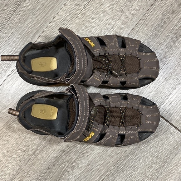 Teva “Forebay” Vegan Leather‎ Brown & Gold Hiking Sandals size 11 main image 5